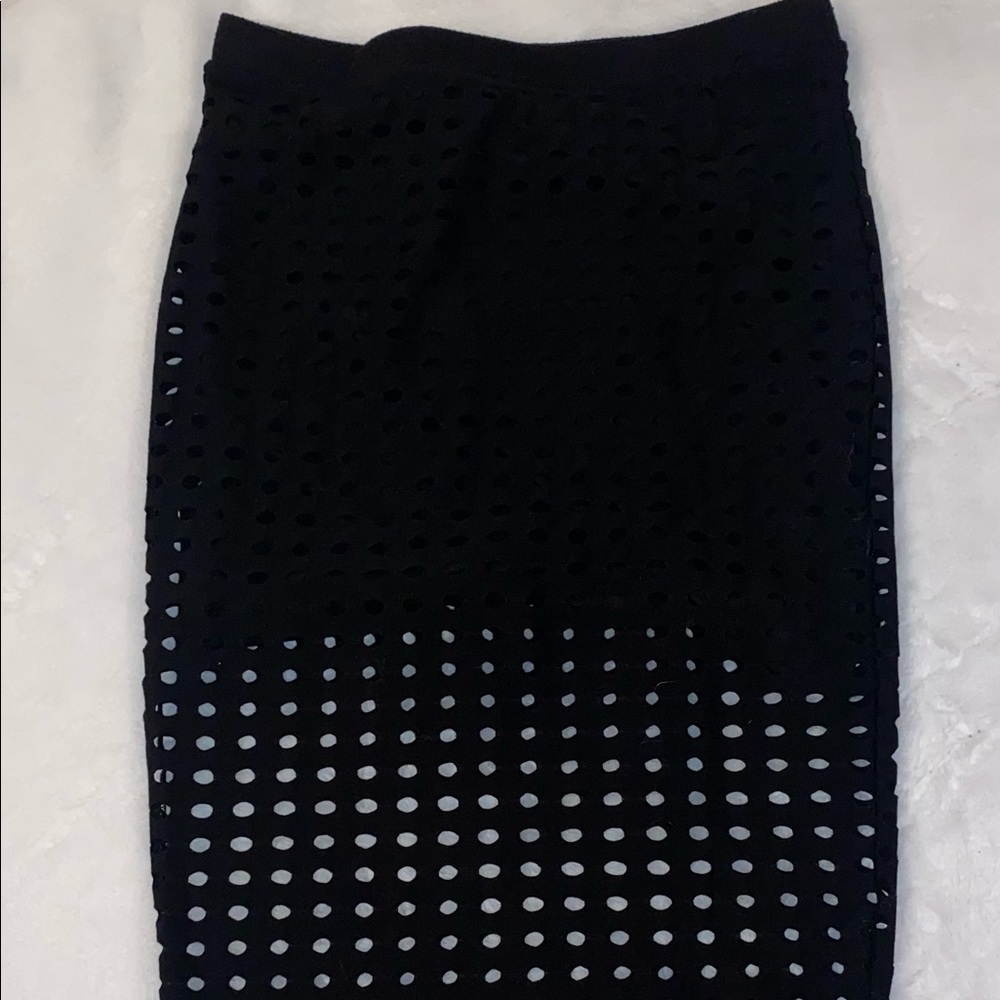 Alexander Wang Black Circular Hole Mesh Pencil Midi Skirt